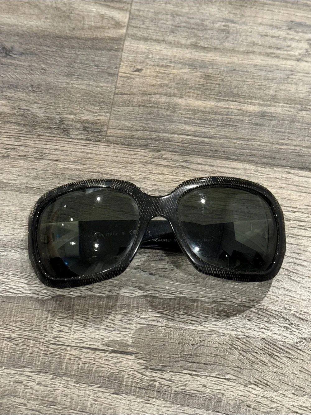 CHANEL 5146 Black White Lace CC Oversized Sunglasses 25/3C Made in Italy